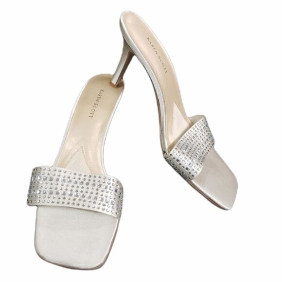 KAREN SCOTT SATIN SQUARE-TOE KITTEN HEELS - Picture 1 of 5